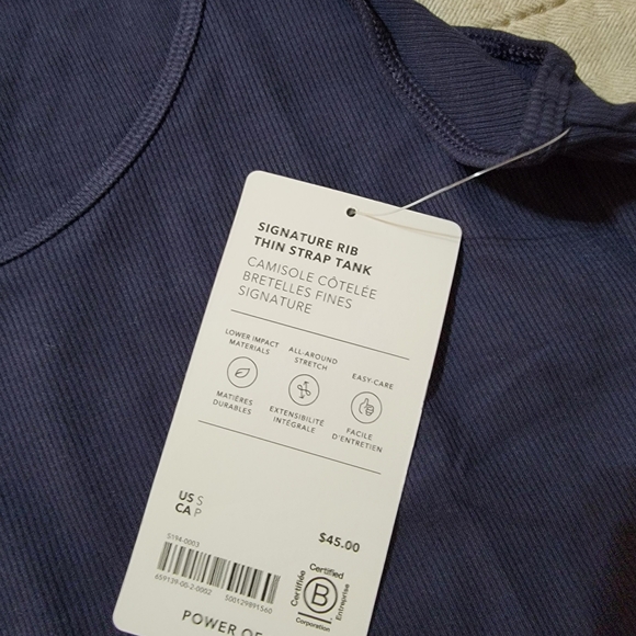 ✨️ NEW Athleta Signature Rib Thin Strap Tank in Navy - Picture 2 of 5